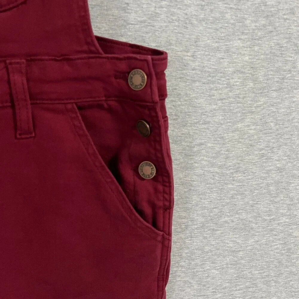 Judy Blue High Waist Bib Overalls Jeans Womens Extra Large Red‎ Boyfriend Cuff